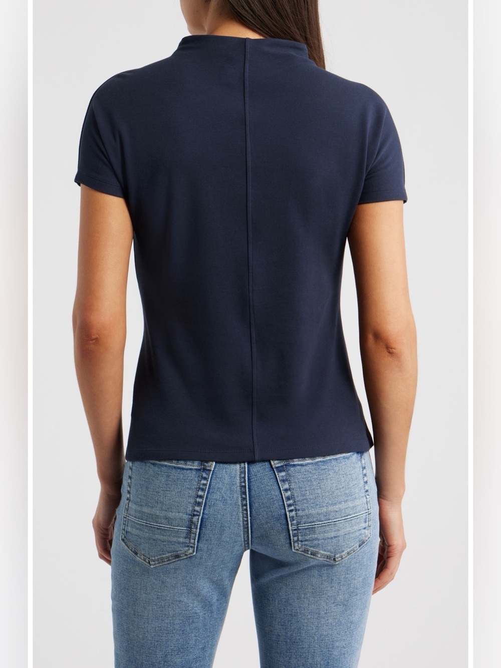 BOSS Ecreci Funnel Neck Cotton T-Shirt Sky Captain Blue NWOT Size S - Picture 2 of 10